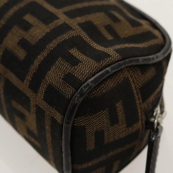 FENDI Zucca Canvas Pouch Brown Black Silver Auth - Picture 16 of 16